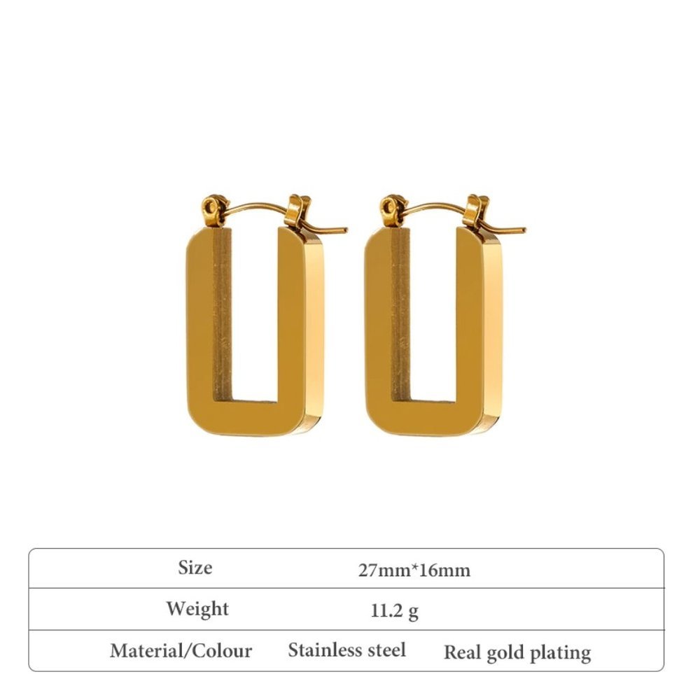 New 18K Gold Plated Square Hoop Earrings - Picture 3 of 5